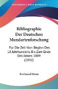 Bibliographie Der Deutschen Mundartenforschung