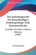 Das Anfechtungsrecht Der Benachtheiligten Konkursglaubiger Nach Gemeinem Rechte