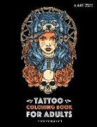 Tattoo Coloring Book: Black Background: Stress Relieving Adult Coloring Book for Men & Women, Midnight Edition, Detailed Tattoo Designs of S