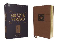 NBLA Biblia de Estudio Gracia y Verdad, Leathersoft, Café, Interior a dos colores
