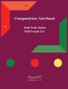 College Notebook Half Wide Ruled |Half Graph 5x5|124 pages |8.5x11 Inches