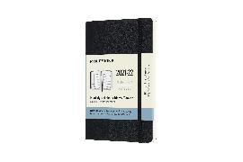Moleskine 18 Monate Monats Notizkalender 2021/2022, Pocket/A6, 1 Mo = 2 Seiten, linierte Seiten, Weicher Einband, Schwarz