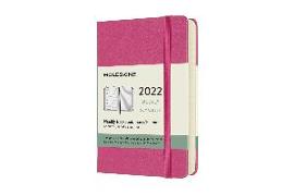 Moleskine 12 Monate Wochen Notizkalender 2022, Pocket/A6, 1 Wo = 1 Seite, rechts linierte Seite, Fester Einband, Bougainville Pink