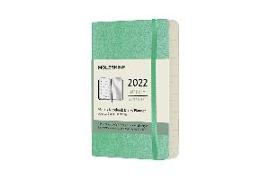 Moleskine 12 Monate Wochen Notizkalender 2022, Pocket/A6, 1 Wo = 1 Seite, rechts linierte Seite, Weicher Einband, Eisgrün