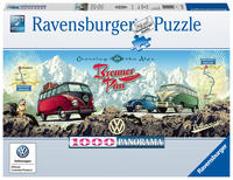 Ravensburger Puzzle 15102 - Mit dem Bulli über den Brenner - 1000 Teile VW Puzzle für Erwachsene und Kinder ab 14 Jahren