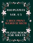 100 Puzzles Vol. 1/5 Large Print Word Search Puzzle book for adults