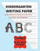 Kindergarten Writing Paper with dotted lines, A-Z letters to color and mazes A B C