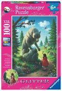 Ravensburger Kinderpuzzle - 12988 Rotkäppchen und der Wolf - Märchen-Puzzle für Kinder ab 6 Jahren, mit 100 Teilen im XXL-Format, mit Glitzer