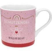 GRUSS & CO 47308 Tasse rosa mit Geschenkbanderole "Schutzengel Ich pass auf Dich auf!"
