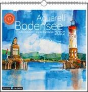 Bodensee Aquarell 2022. Postkarten-Tischkalender