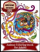 Awesome designs 100 animal coloring book for adults
