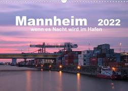 Mannheim 2022 - wenn es Nacht wird im Hafen (Wandkalender 2022 DIN A3 quer)