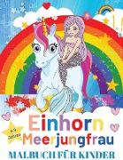 Einhorn und Meerjungfrau Färbung Buch für Kinder im Alter von 4-8