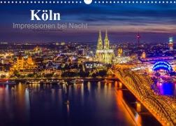 Köln Impressionen bei Nacht (Wandkalender 2022 DIN A3 quer)