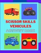 Scissor skills activity book for Kindergarten with vehicles