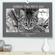 Katzen Pop Art in s/w - Kleine Tiger unter uns (Premium, hochwertiger DIN A2 Wandkalender 2022, Kunstdruck in Hochglanz)