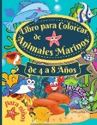 Libro para colorear de animales marinos para niños de 4 a 8 años