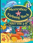 Meerestiere Färbung Buch für Kinder im Alter von 4-8