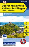 Oberer Mittelrhein Koblenz bis Bingen Loreley, Rüdesheim, Nr. 32 Outdoorkarte Deutschland 1:35 000