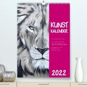 Kunstkalender Dickhäuter und Großkatzen - Auge in Auge (Premium, hochwertiger DIN A2 Wandkalender 2022, Kunstdruck in Hochglanz)