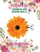 Flowers Coloring and Scissor Skills Activity Book