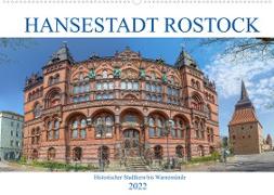 Hansestadt Rostock Historischer Stadtkern bis Warnemünde (Wandkalender 2022 DIN A2 quer)