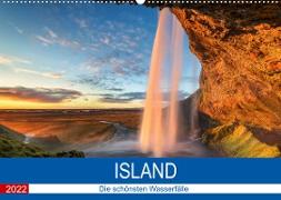 Island - Die schönsten Wasserfälle (Wandkalender 2022 DIN A2 quer)