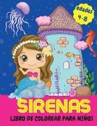 Sirenas libro de colorear para niños - edades 4-8
