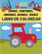 Coches, tractores, camiones, aviones, trenes - Libro de colorear