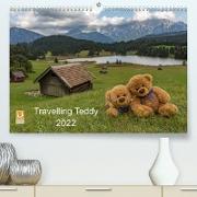 Travelling Teddy 2022 (Premium, hochwertiger DIN A2 Wandkalender 2022, Kunstdruck in Hochglanz)