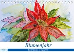 Blumenjahr - Bunte Blüten in Aquarell (Tischkalender 2022 DIN A5 quer)