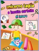 Tagliare e incollare libro da colorare Unicorn