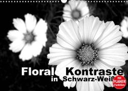 Florale Kontraste in Schwarz-Weiß (Wandkalender 2022 DIN A3 quer)