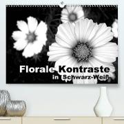 Florale Kontraste in Schwarz-Weiß (Premium, hochwertiger DIN A2 Wandkalender 2022, Kunstdruck in Hochglanz)