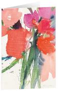 Rote Blüten - Kunst-Faltkarten ohne Text (5 Stück)