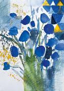 Blaue Blumen - Kunst-Faltkarten ohne Text (5 Stück)