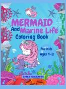 Mermaid And Marine Life Coloring Book For Kids