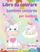 Libro da colorare bambino unicorno per bambini