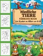 Niedliche Tiere Färbung Buch für Kinder im Alter von 2-4, 4-8, Jungen & Mädchen, lustige, einfache und entspannende Ausmalbilder für Tierliebhaber