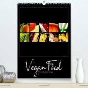 Vegan Food Kalender - Obst und Gemüse auf Schwarz (Premium, hochwertiger DIN A2 Wandkalender 2022, Kunstdruck in Hochglanz)
