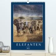 Elefanten - wie gemalt (Premium, hochwertiger DIN A2 Wandkalender 2022, Kunstdruck in Hochglanz)