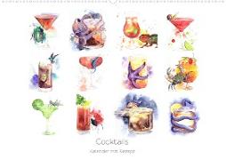 Cocktails Kalender mit Rezept (Wandkalender immerwährend DIN A2 quer)
