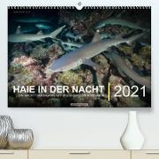 Haie in der Nacht (Premium, hochwertiger DIN A2 Wandkalender 2022, Kunstdruck in Hochglanz)