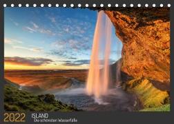 Island - Die schönsten Wasserfälle (Tischkalender 2022 DIN A5 quer)