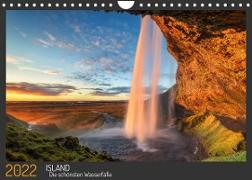 Island - Die schönsten Wasserfälle (Wandkalender 2022 DIN A4 quer)