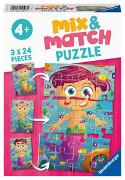 Ravensburger Kinderpuzzle - Meerjungfrauen und Seeungeheuer - 3x24 Teile Mix&Match Puzzle für Kinder ab 4 Jahre