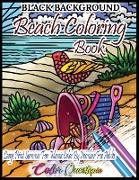 Beach Color by Number Coloring Book for Adults- Large Print Summer Fun BLACK BACKGROUND Mosaic: Ocean Art for Relaxation