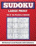 Sudoku Large Print 16x 16: 80 Sudoku Puzzles Normal Level Brain Games Book for Adults and Seniors Great Gift for Any Sudoku Lovers