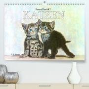 PortraiTierART KATZEN (Premium, hochwertiger DIN A2 Wandkalender 2022, Kunstdruck in Hochglanz)