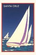 Vintage Journal Racing Sailboats, Santa Cruz, California Travel Poster